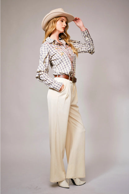 Gingham Western Snap Blouse