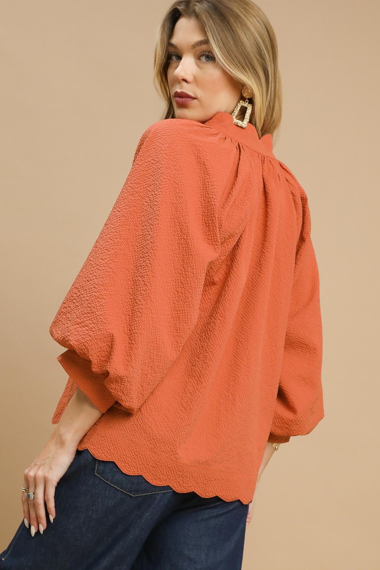 Textured V-Neck Blouse