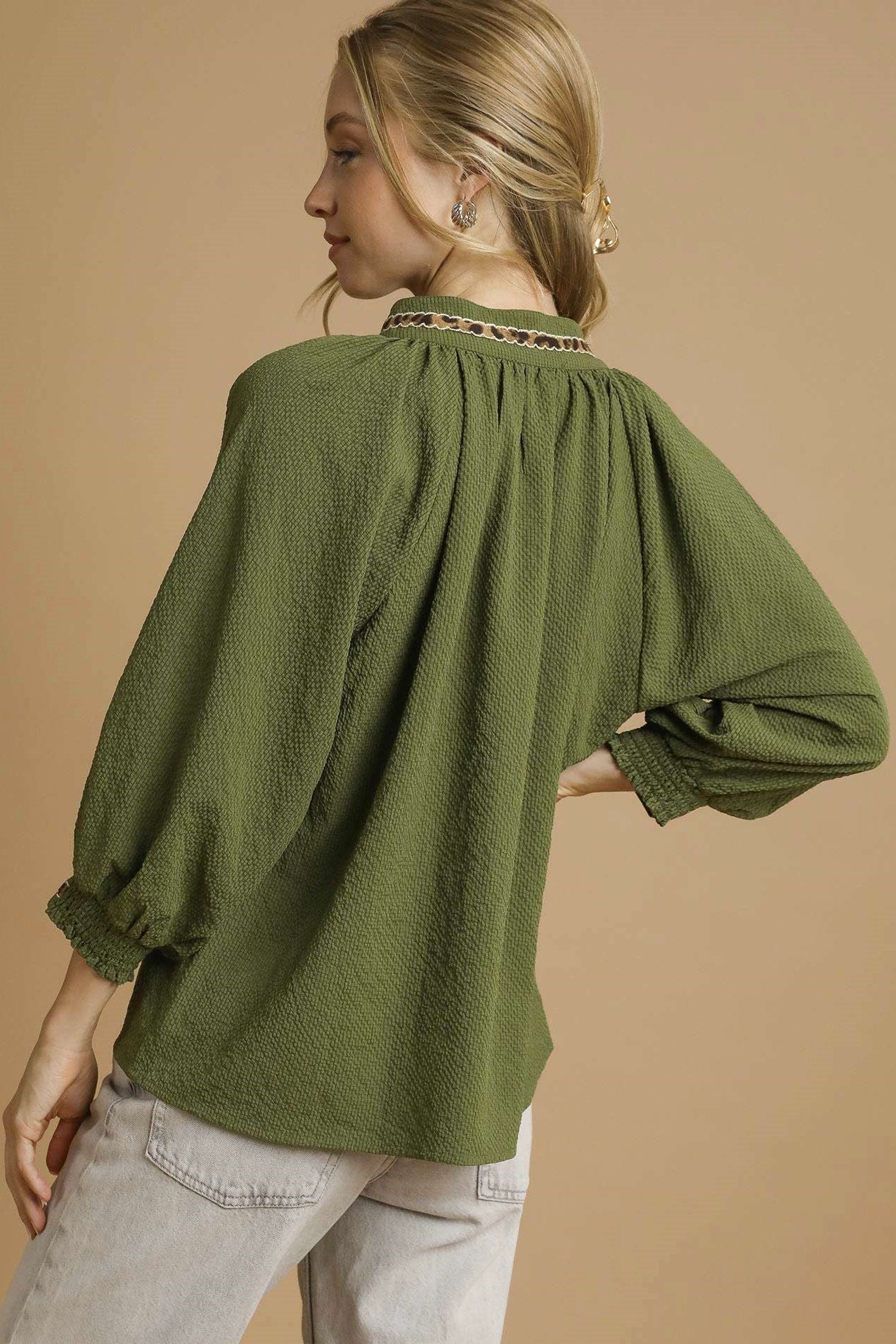 3/4 Sleeve V-Neck Blouse