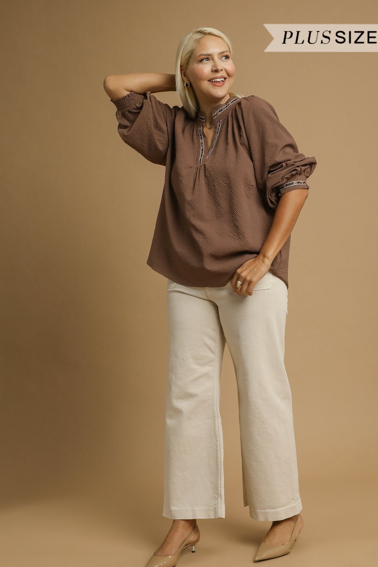 Puff Sleeve Collared Blouse