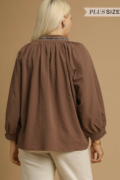 Puff Sleeve Collared Blouse