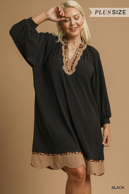 Leopard Trim Dress
