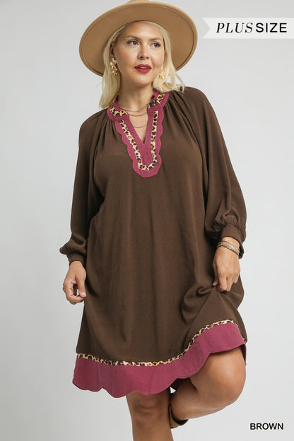 Leopard Trim Dress
