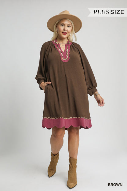 Leopard Trim Dress