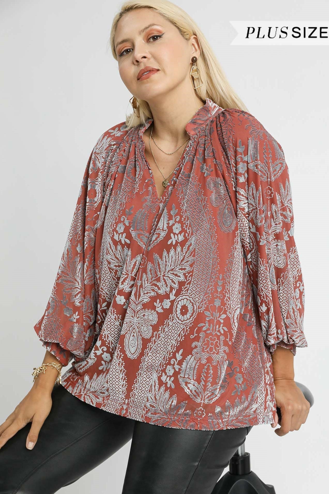Velvet V-Neck Blouse