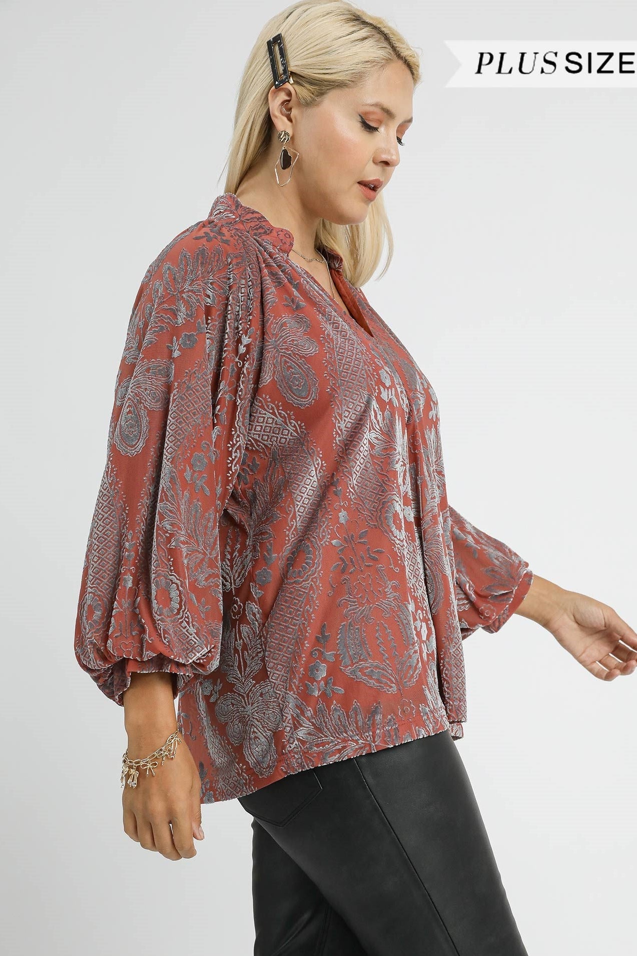 Velvet V-Neck Blouse