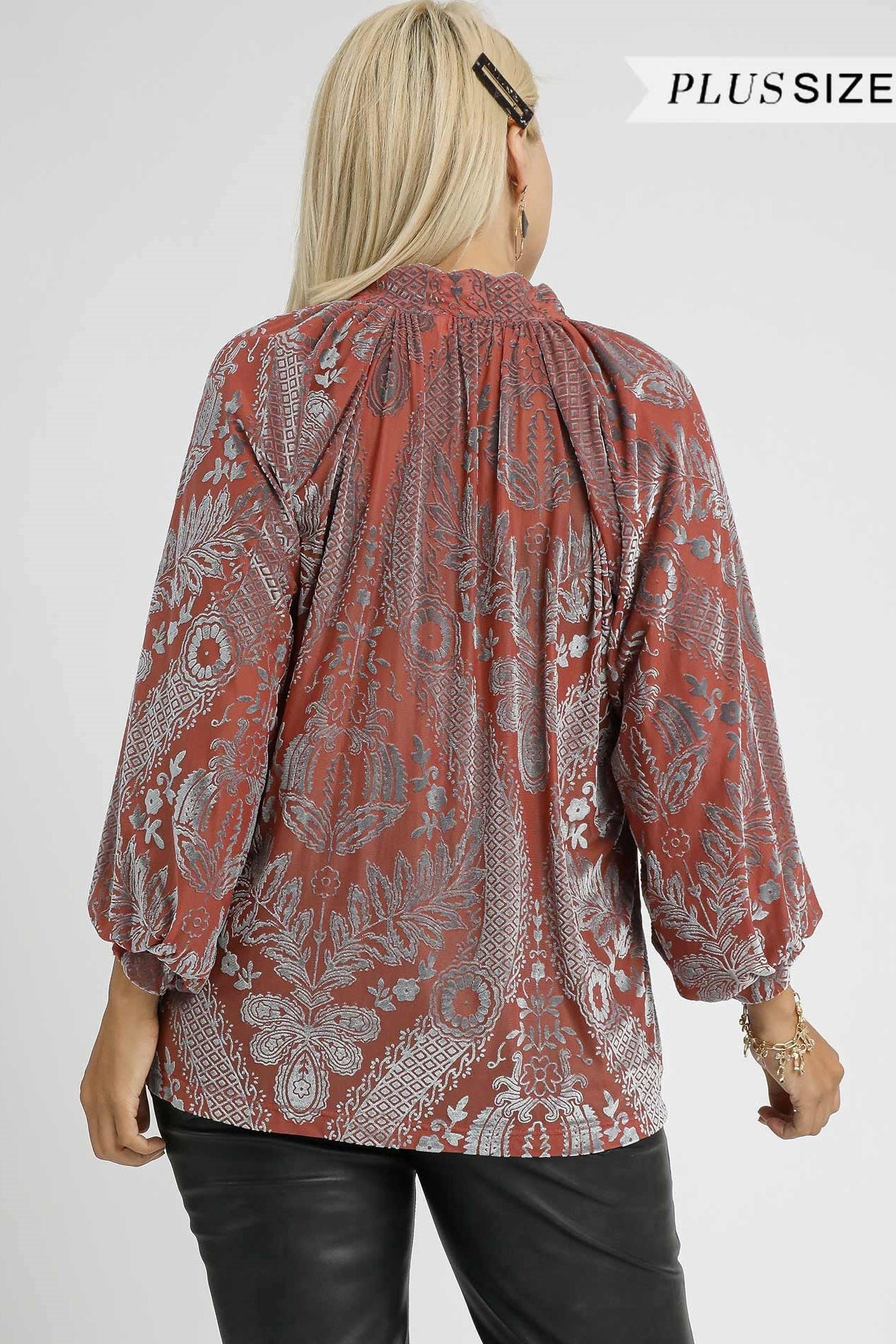 Velvet V-Neck Blouse