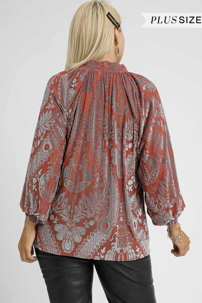 Velvet V-Neck Blouse