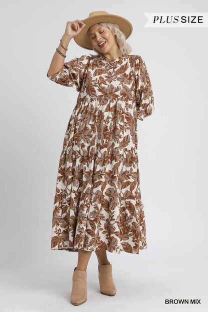 Boho Leaf Tiered Dress