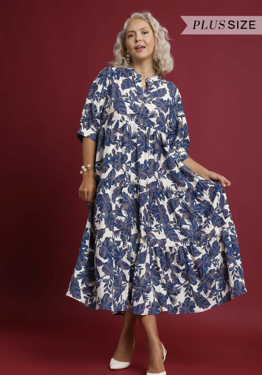 Boho Leaf Tiered Dress