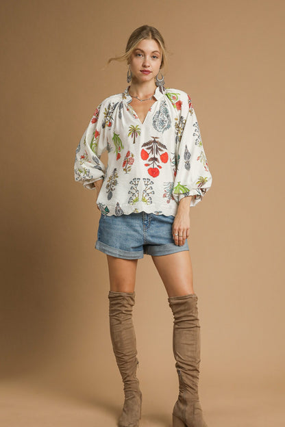 Scallop Floral Blouse