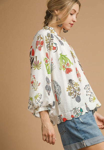 Scallop Floral Blouse