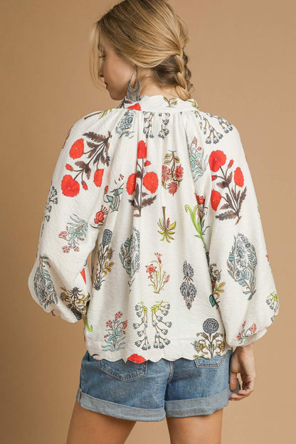 Scallop Floral Blouse