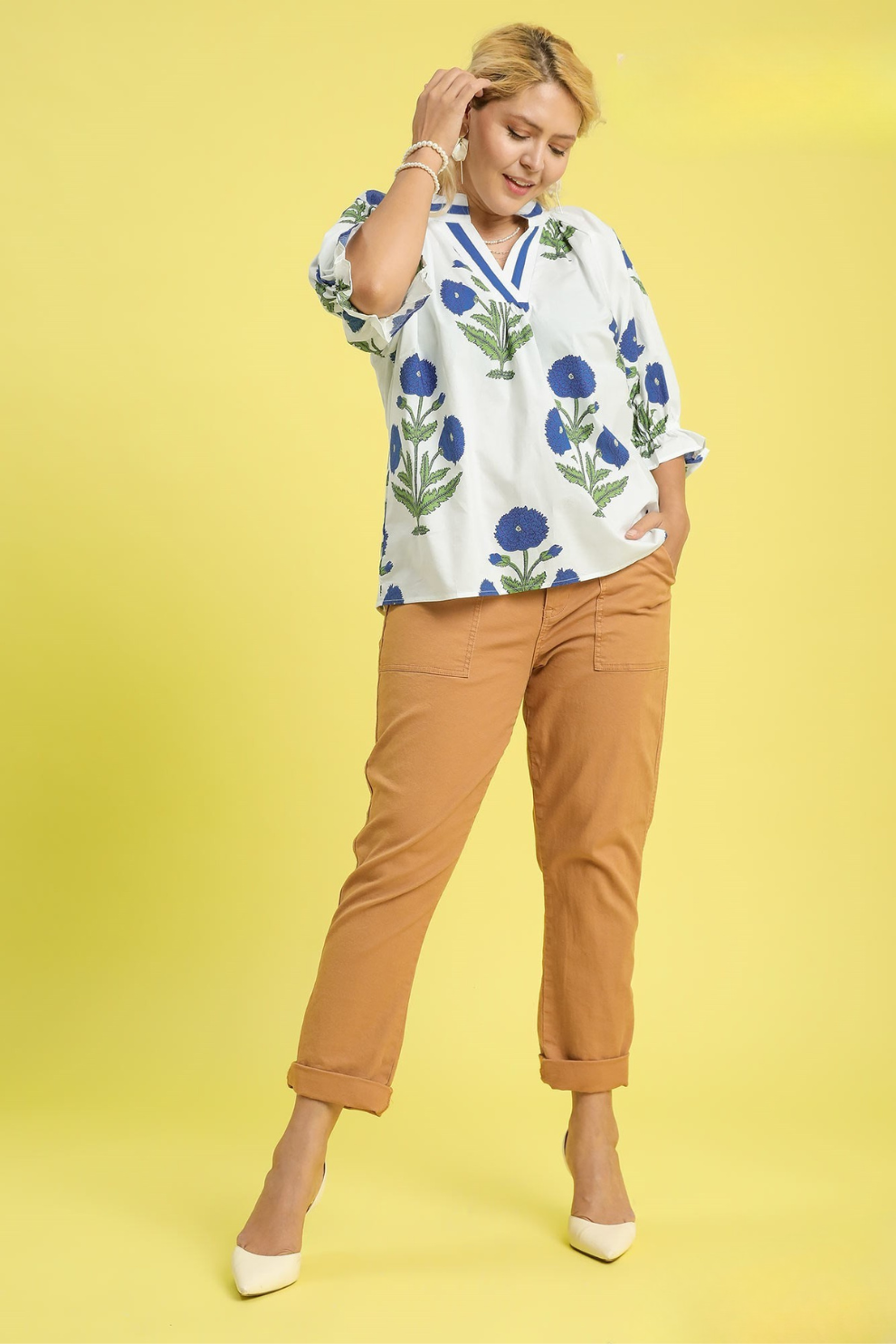Poplin Puff Sleeve Blouse