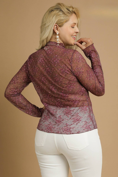 Mesh Floral Long Sleeve