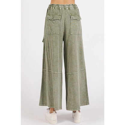 Washed French Terry Cargo Wide Leg