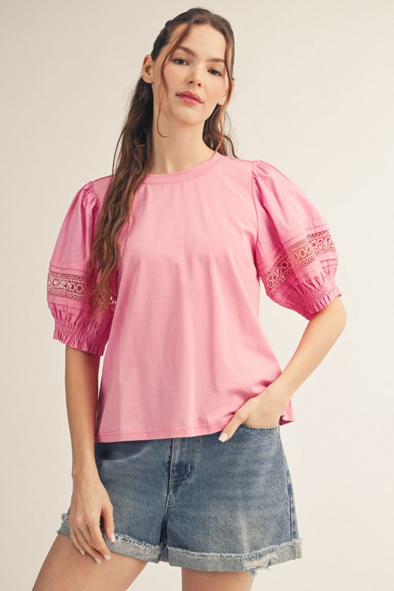 Eyelet Lace Pullover Top