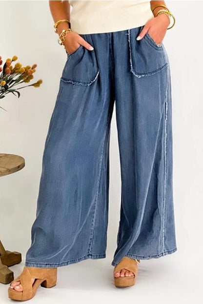 Denim Chambray Pocketed Pants