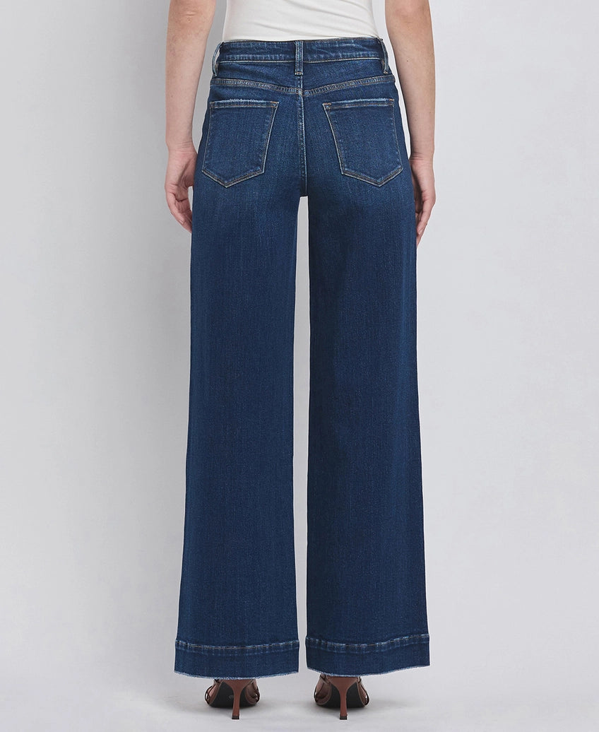 High Rise Wide Leg Trouser in Dark Denim