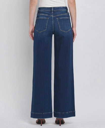 High Rise Wide Leg Trouser in Dark Denim