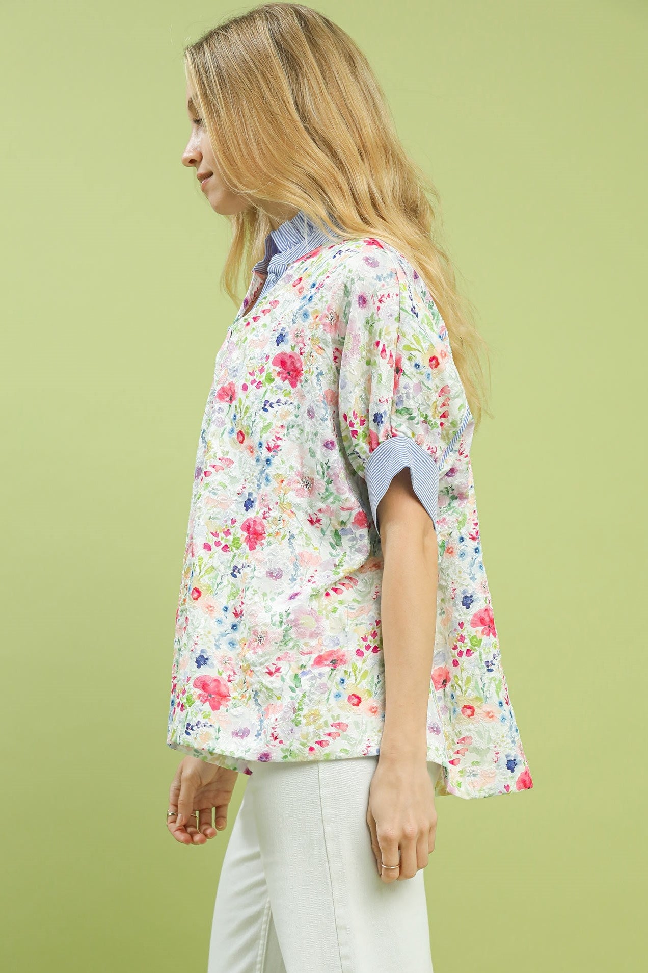 Jacquard Floral Button Down