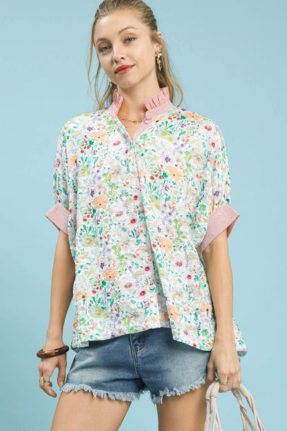 Jacquard Floral Button Down
