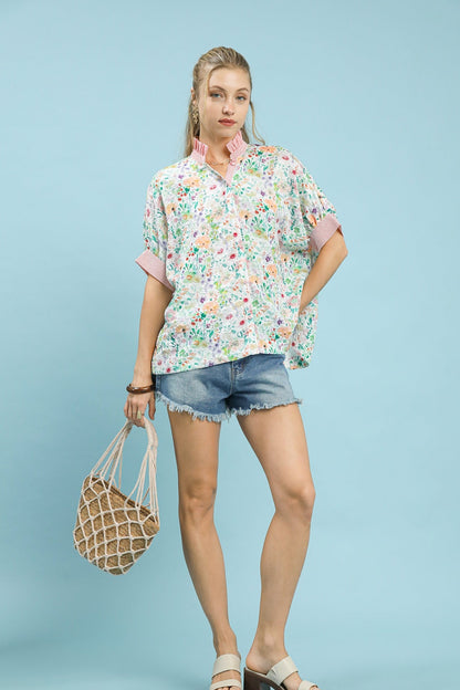 Jacquard Floral Button Down