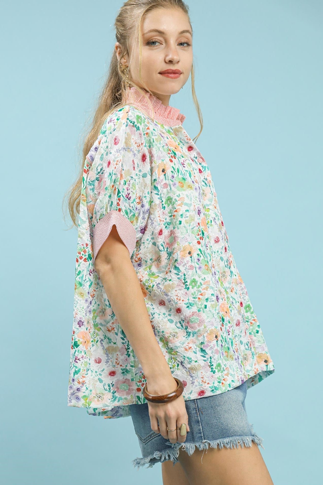 Jacquard Floral Button Down