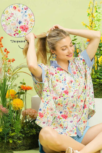 Jacquard Floral Button Down