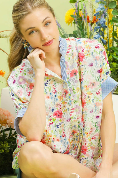 Jacquard Floral Button Down