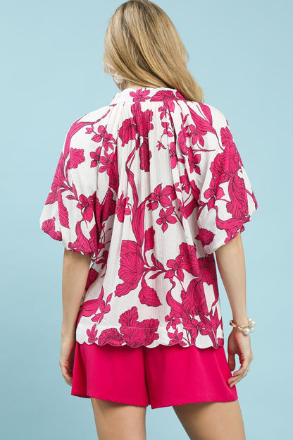 Floral Print V-Neck Top