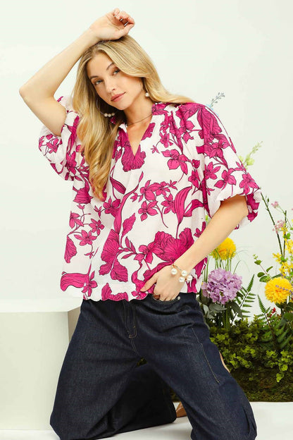Floral Print V-Neck Top