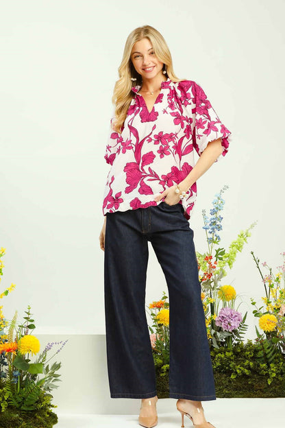 Floral Print V-Neck Top