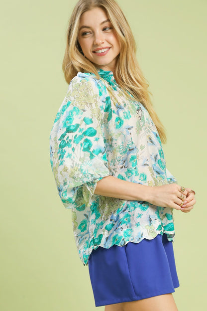 Watercolor Floral Blouse