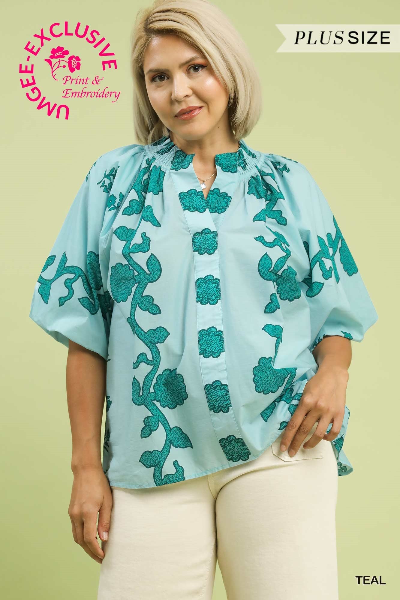 Wide Sleeve Floral Top