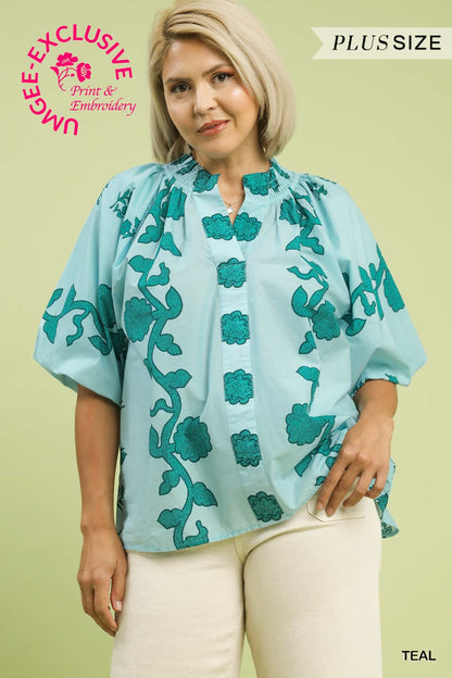 Wide Sleeve Floral Top