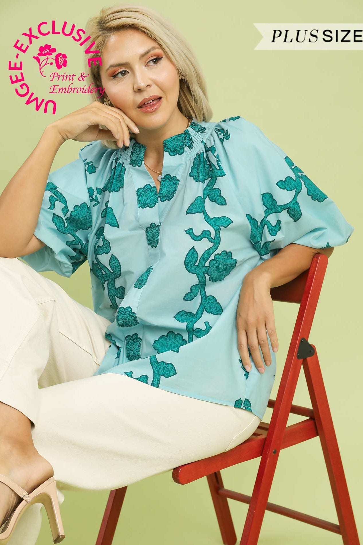 Wide Sleeve Floral Top