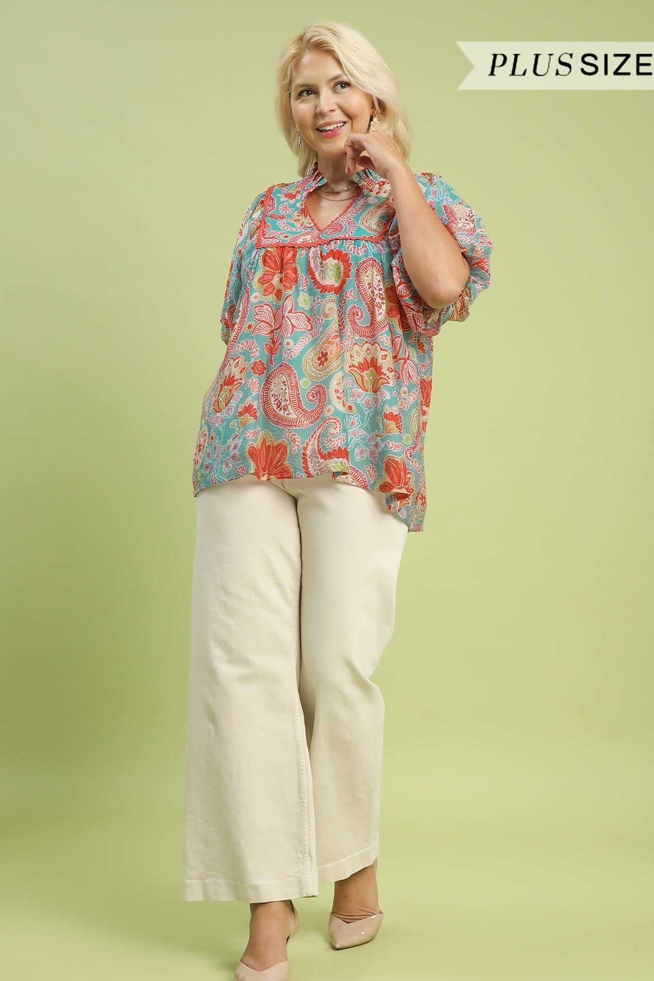 Paisley Puff Sleeve Blouse