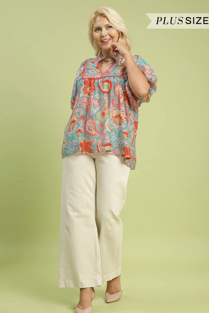 Paisley Puff Sleeve Blouse