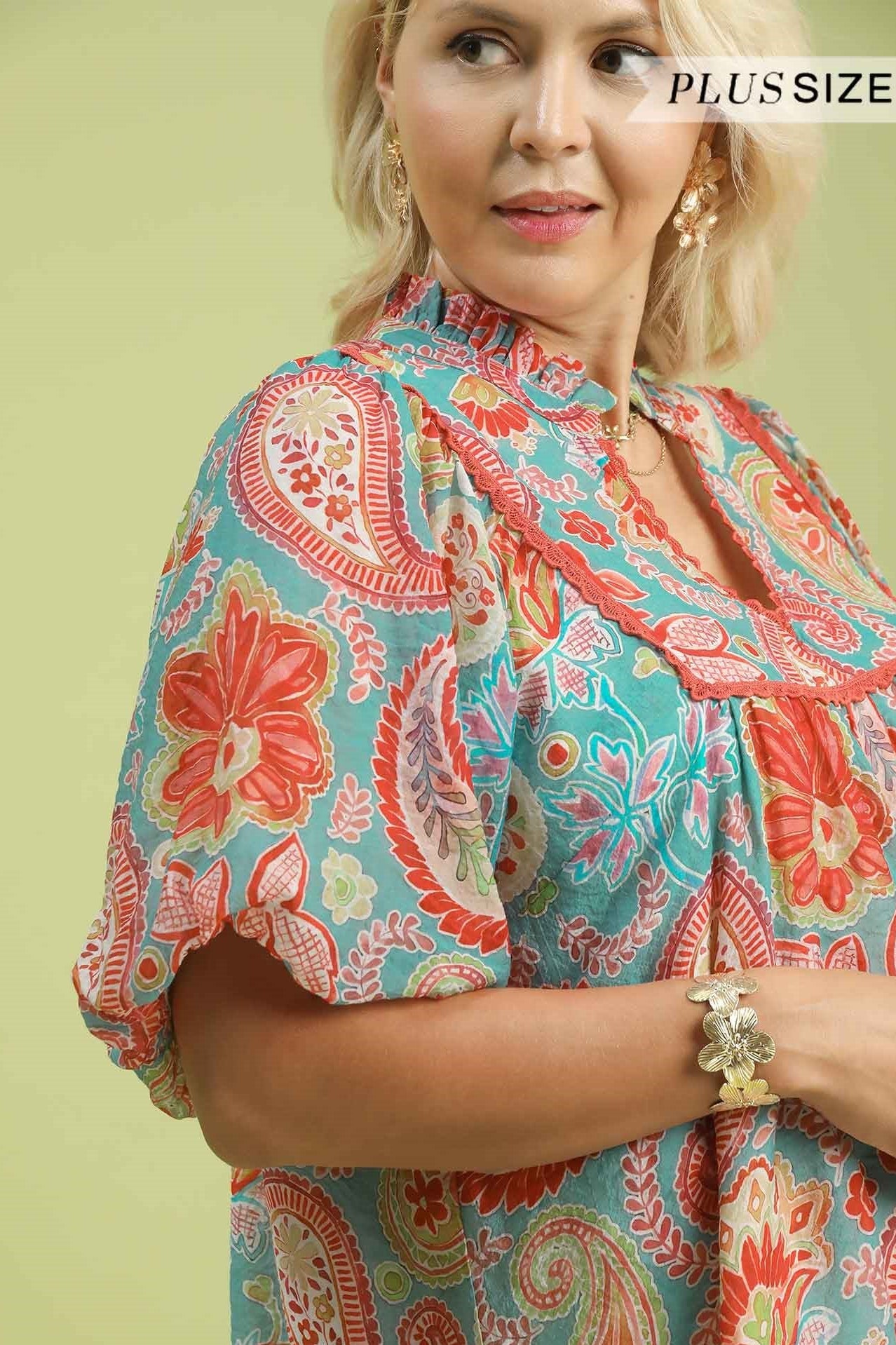 Paisley Puff Sleeve Blouse
