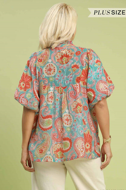 Paisley Puff Sleeve Blouse