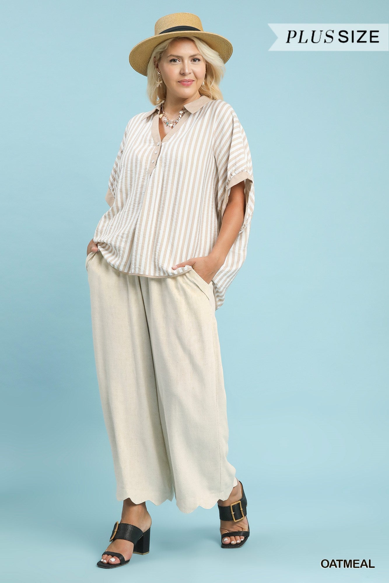 Linen Scallop Pants