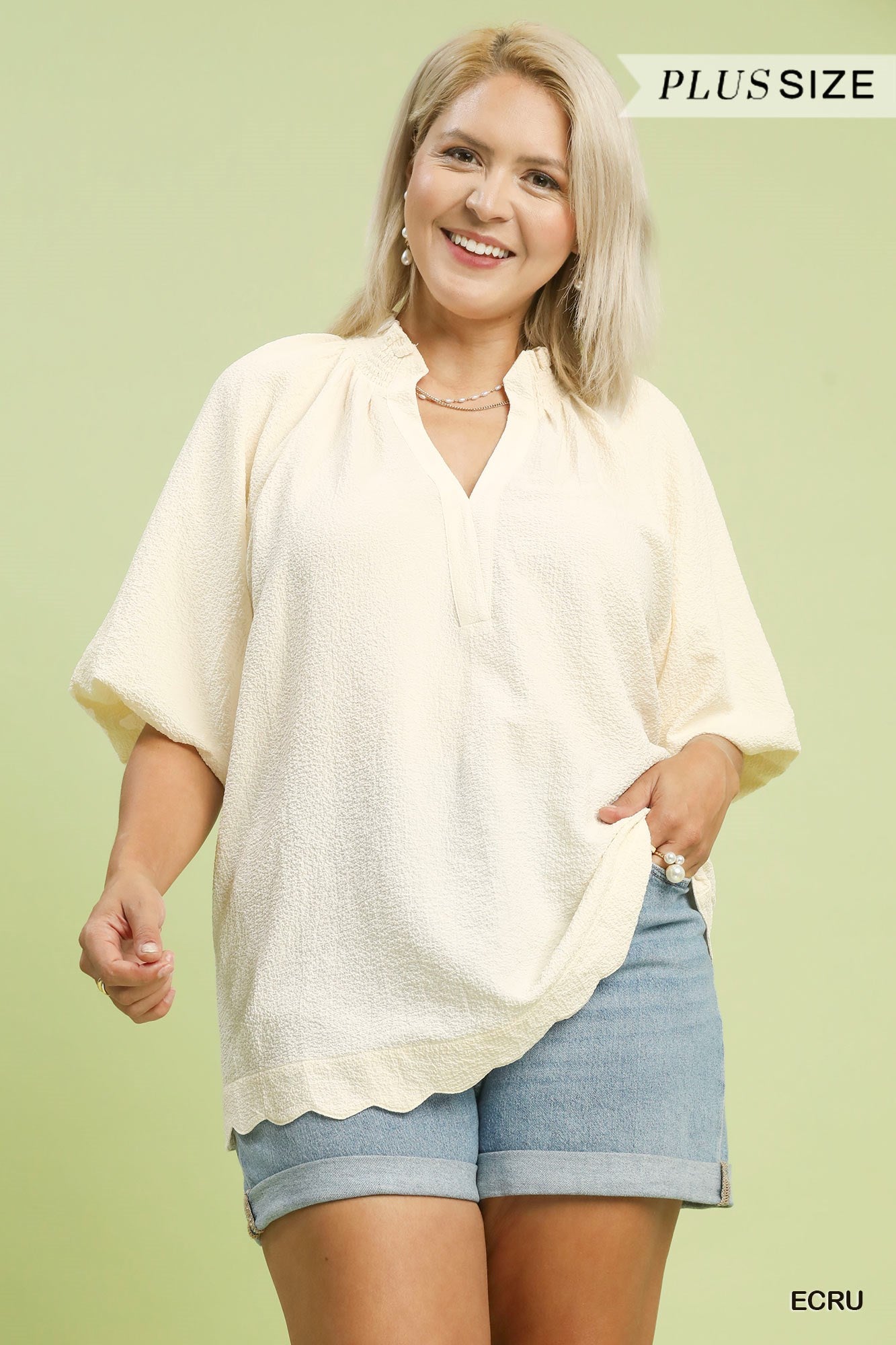 Scalloped Textured Blouse