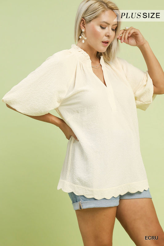 Scalloped Textured Blouse