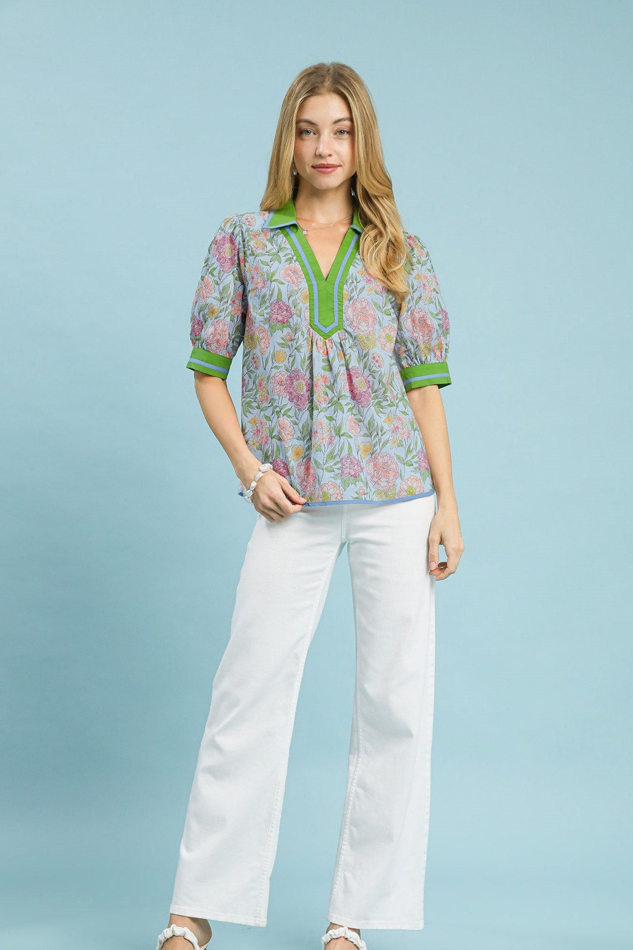 Floral Puff Sleeve Blouse