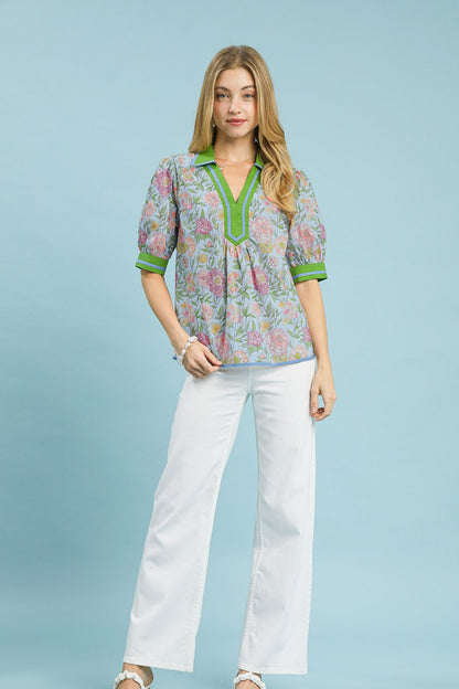 Floral Puff Sleeve Blouse