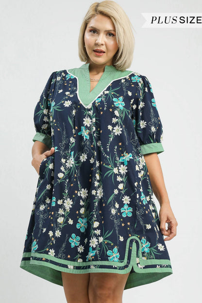 Floral Contrast Dress