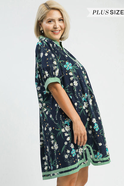 Floral Contrast Dress