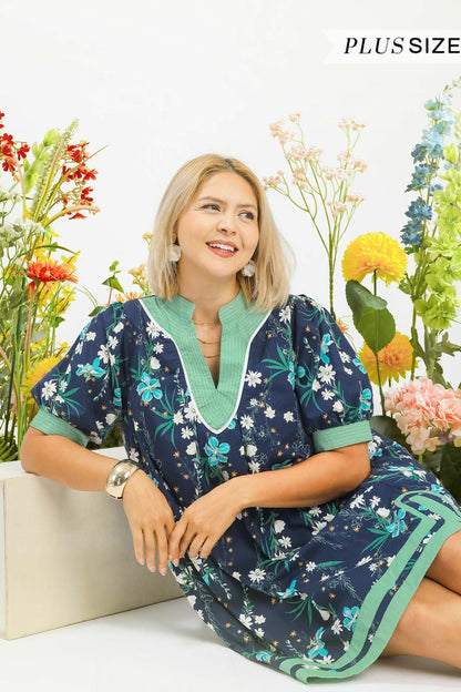 Floral Contrast Dress