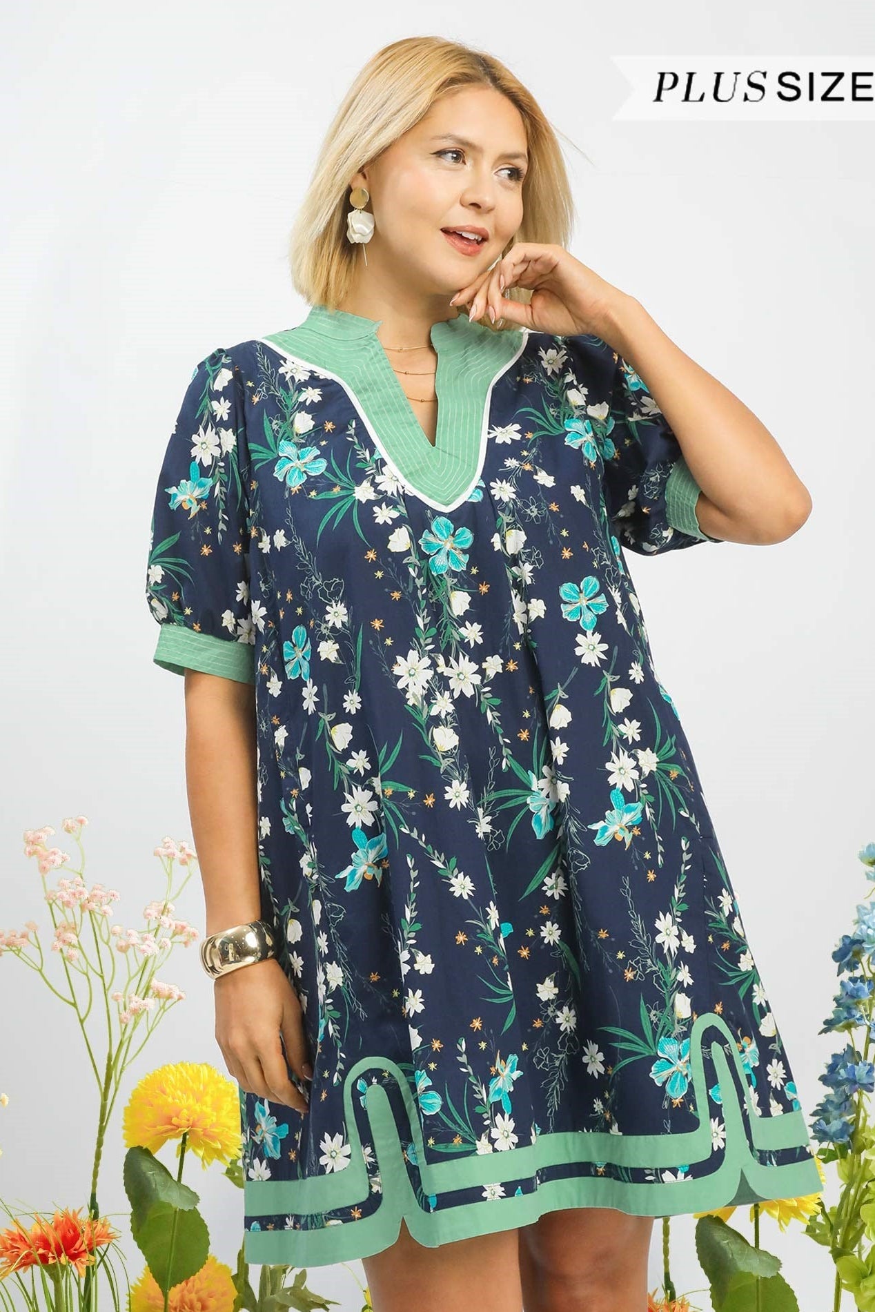 Floral Contrast Dress